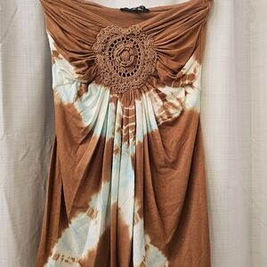 Sky Brown and Tie-dye Design with Crochet Accent